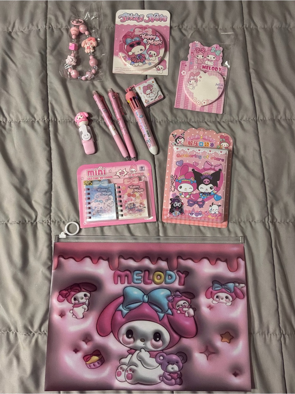 Sanrio My Melody Pink Stationery Set - 10 Piece Bundle Lot